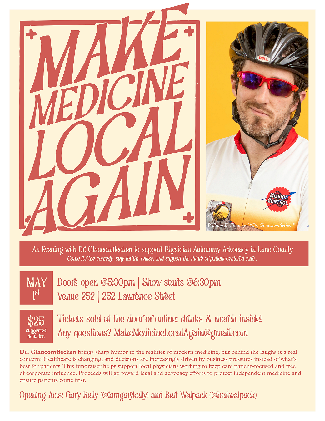 Make Medicine Local Again, Eugene Event Flyer