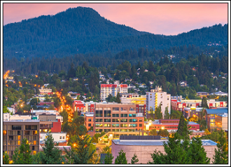 Downtown Eugene, Oregon at Dusk